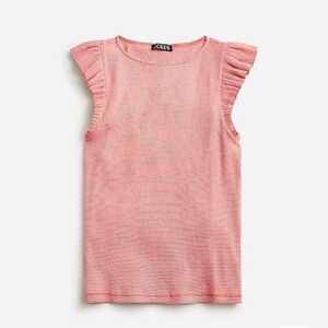 J.Crew Vintage Rib Ruffle Tank Top, red stripes, large